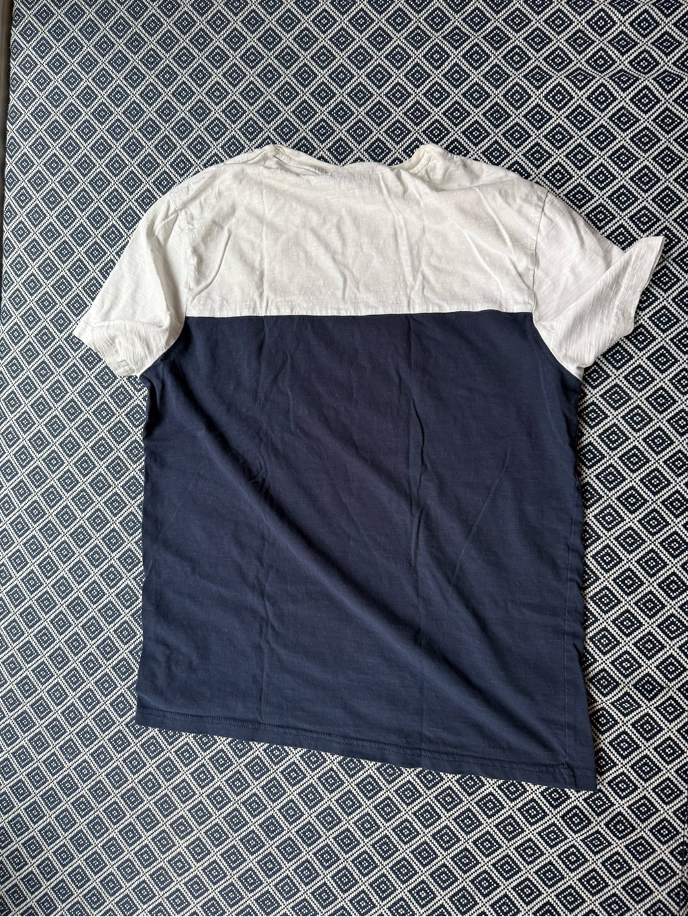 Men's Two-Tone Navy and White Short Sleeve Tee